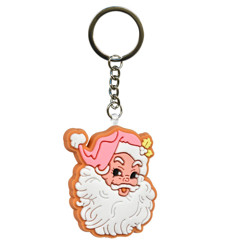 Wholesale Random 100pcs Cartoon Christmas Tree Gingerbread Man Keychain